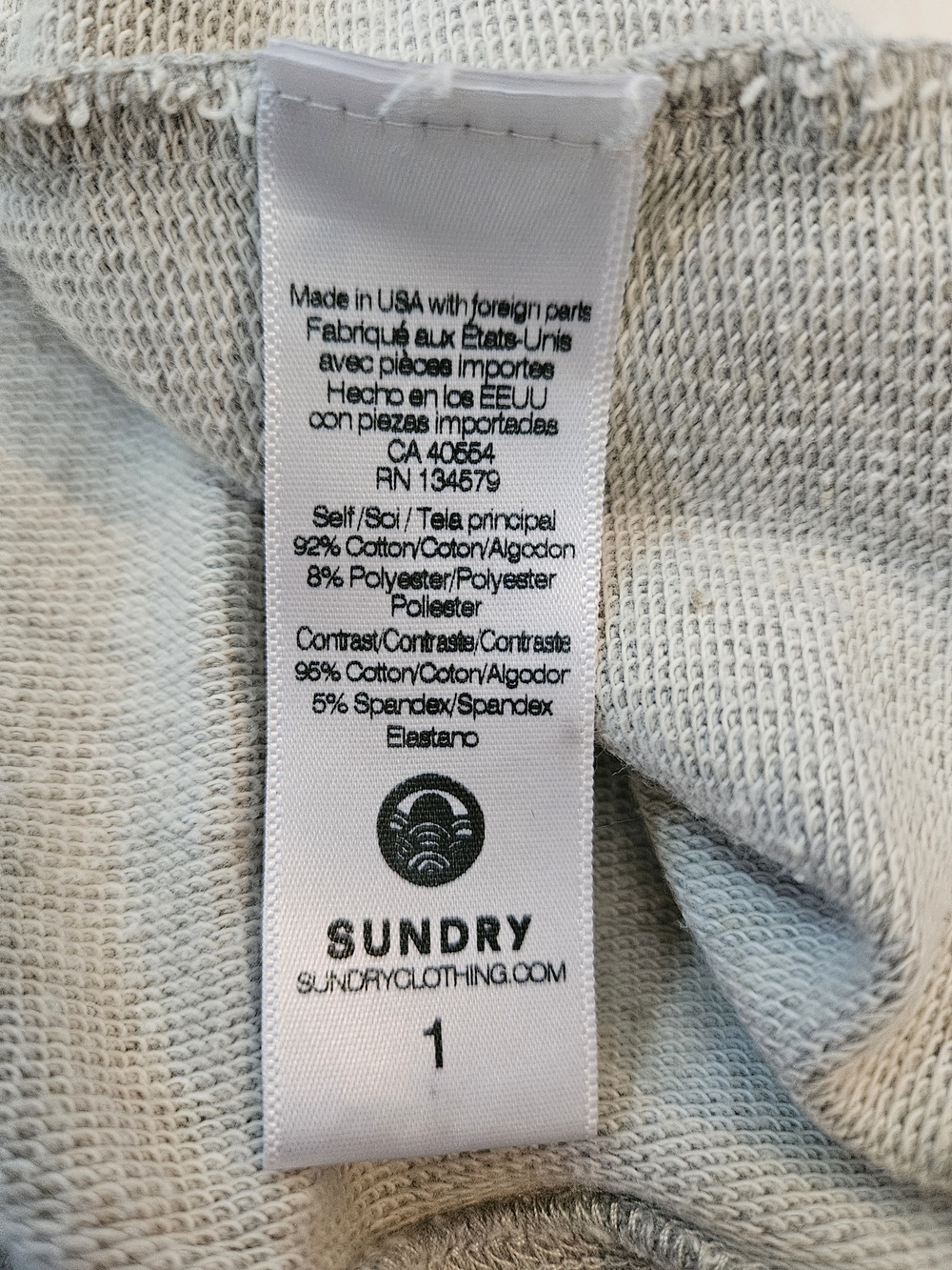 Sundry Anthropologie Embroidered Floral Gray French Terry Pullover Sweatshirt, S - Picture 9 of 12